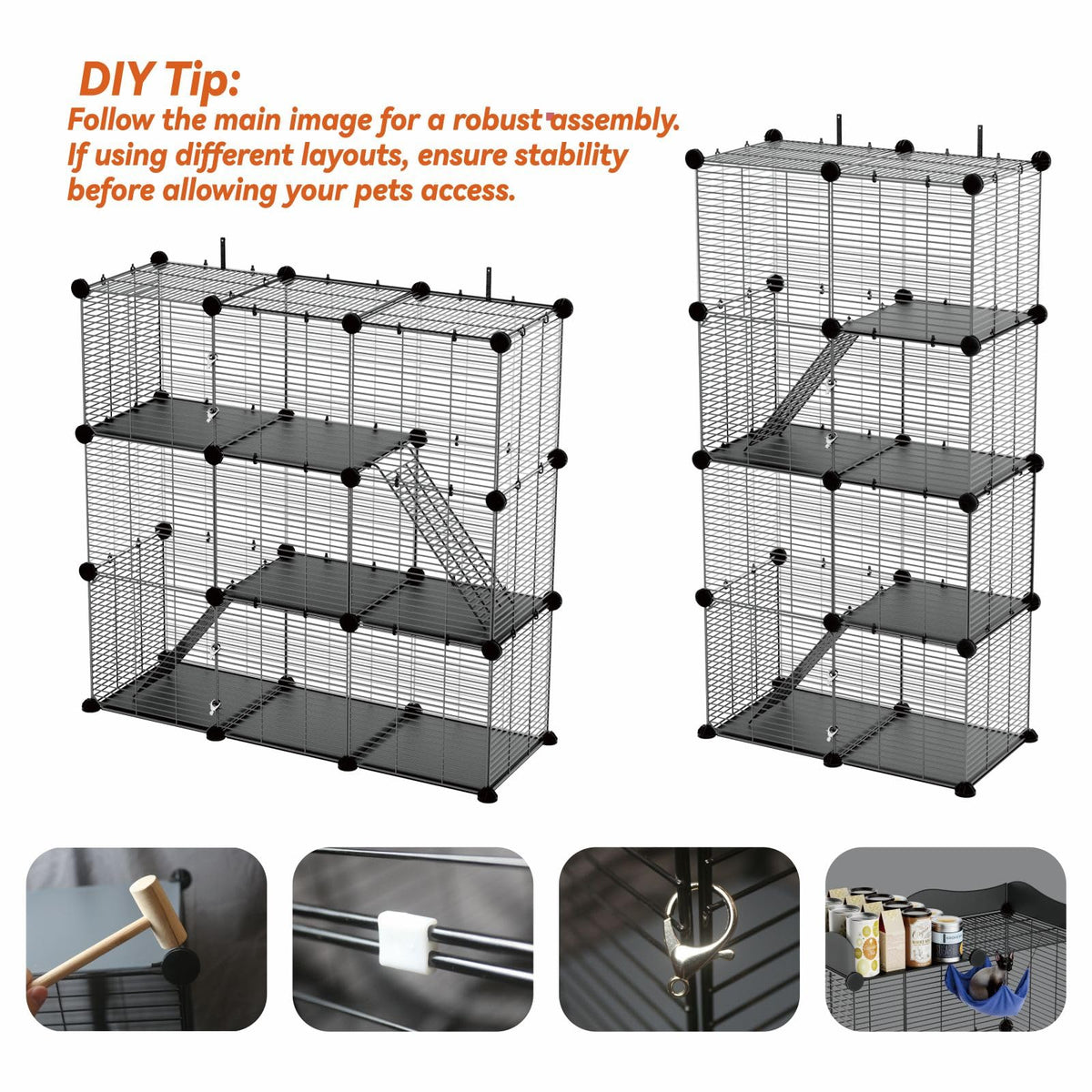 4-Tier Cat Cage Indoor with Anti-Tip Kit X218897
