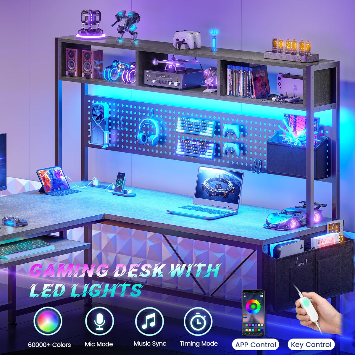 L Shaped Office Desk with Hutch T815076