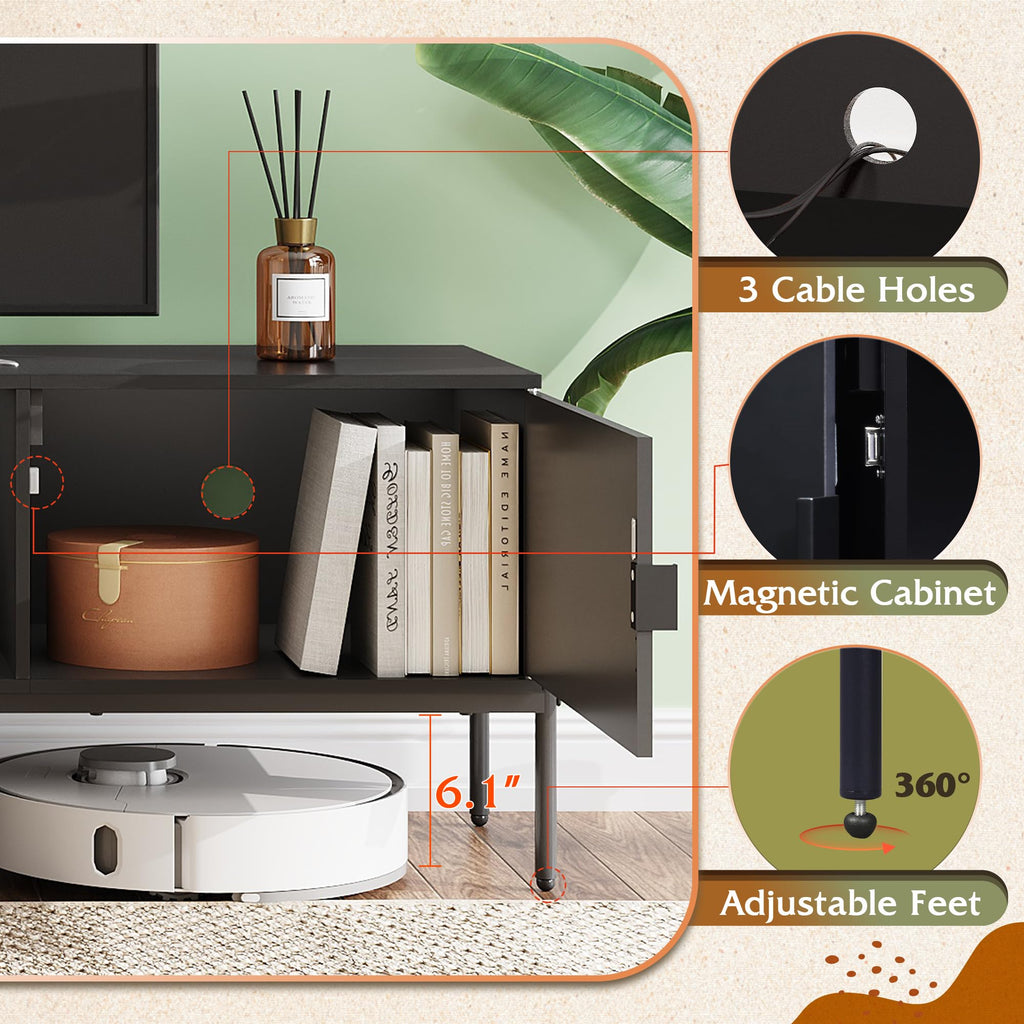 Black TV Stand with Metal Legs J942