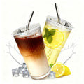 2 Packs Ribbed Glass Tumbler with Lid and Straw 16 oz U259