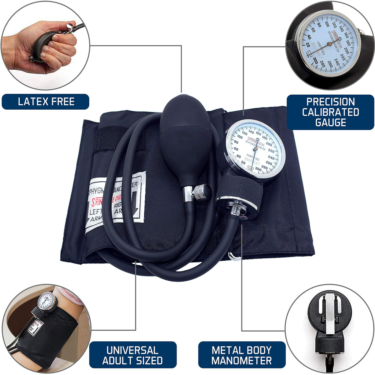 Manual Blood Pressure Cuff Adult Aneroid Sphygmomanometer C2964