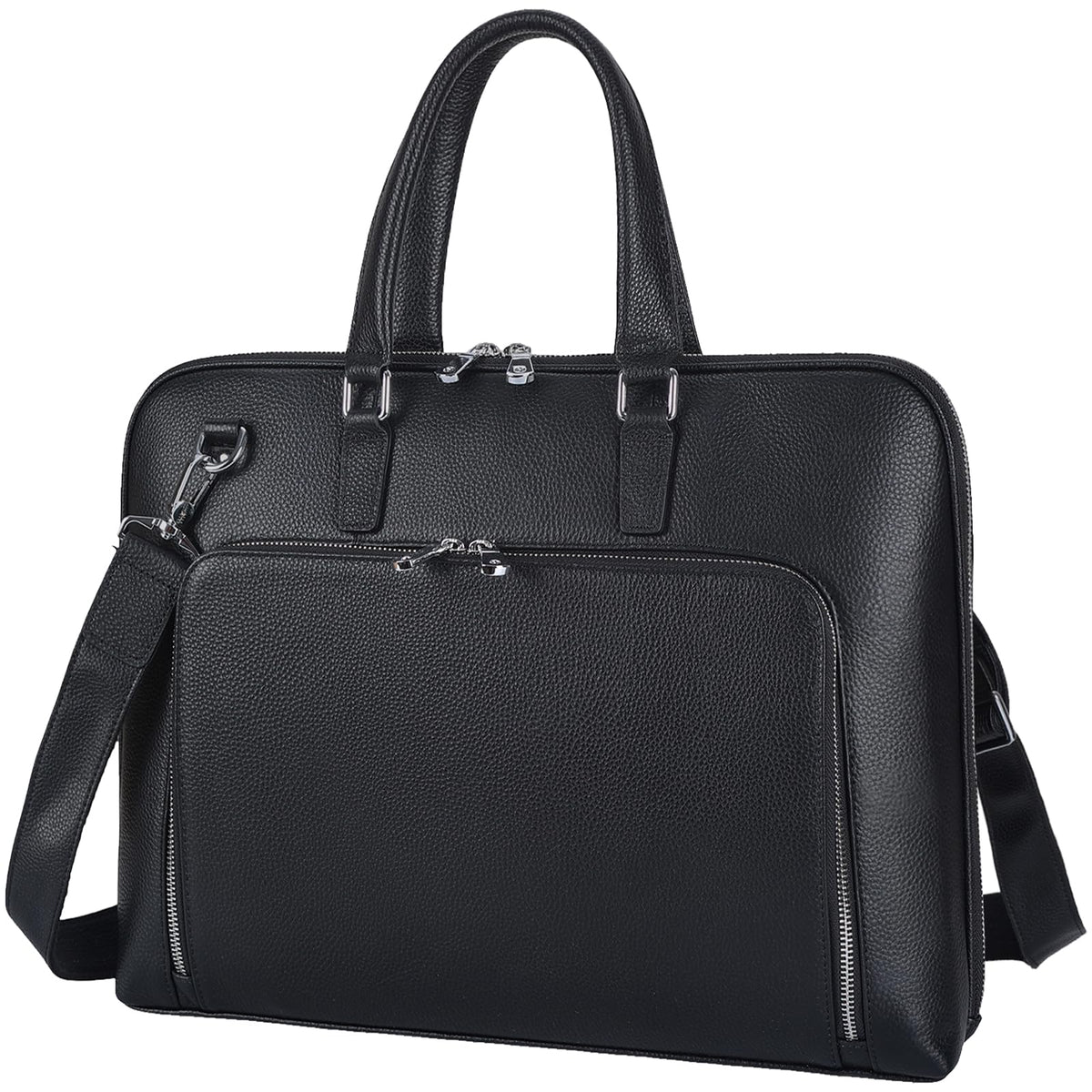 Black Leather 16" Laptop Briefcase Bag E746933