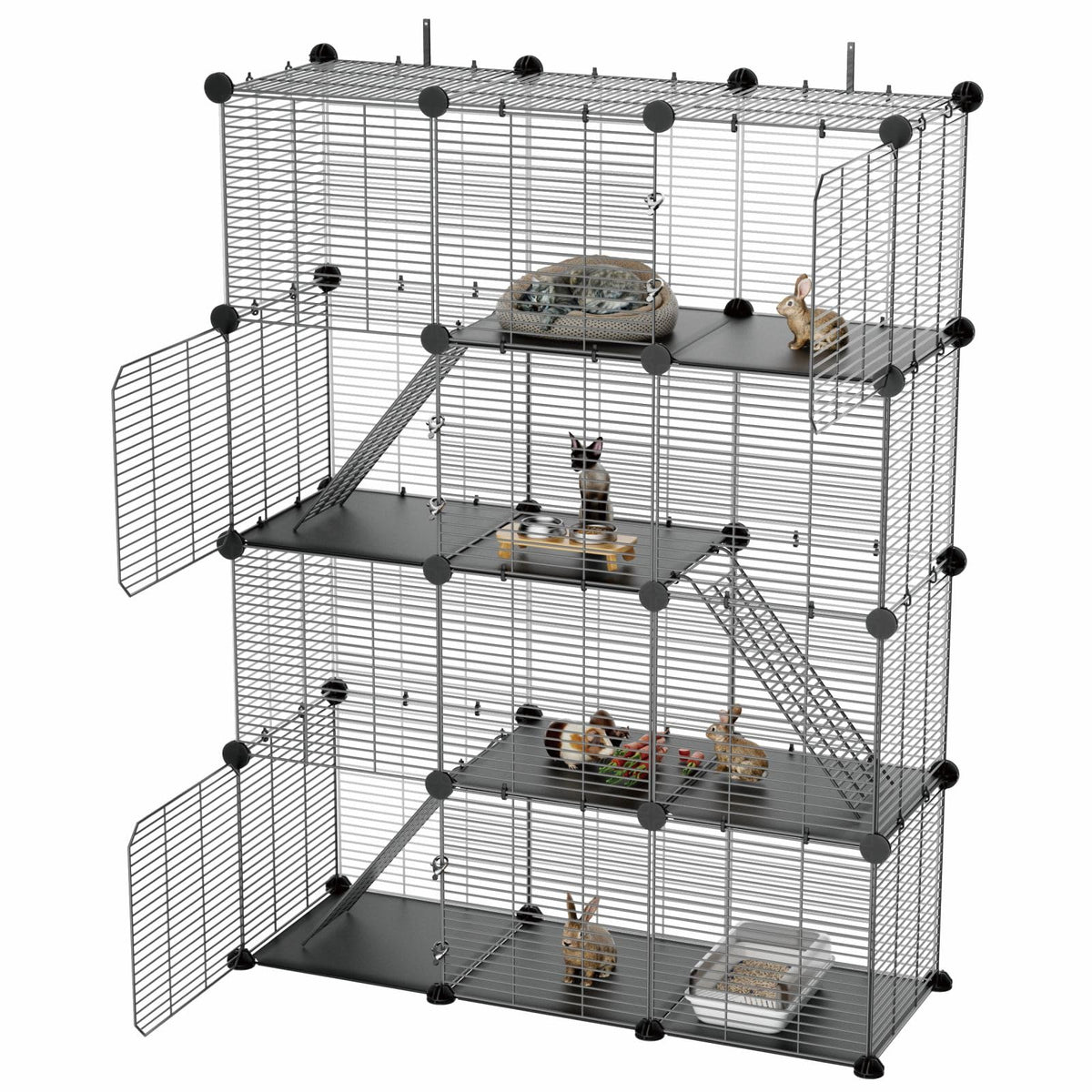 4-Tier Cat Cage Indoor with Anti-Tip Kit X218897