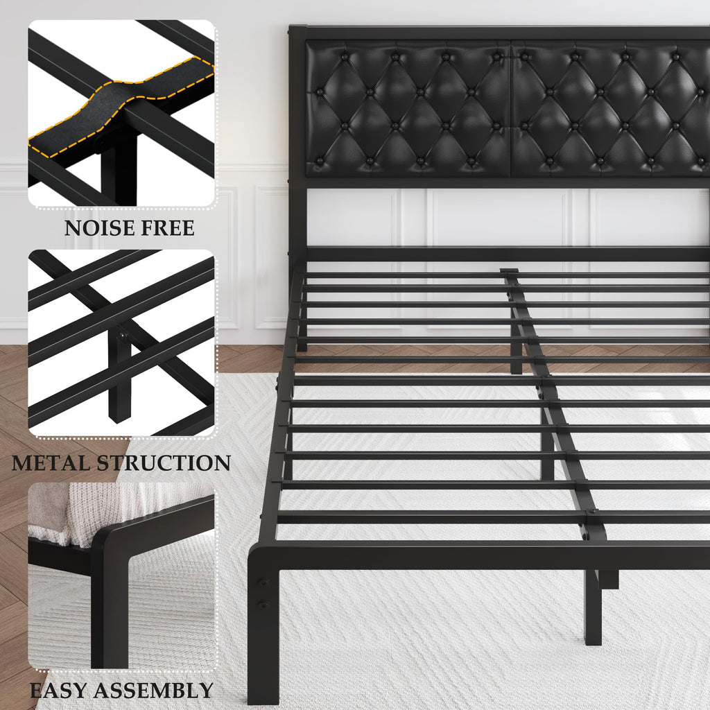Queen Upholstered Button Tufted Bed Frame with Storage B260