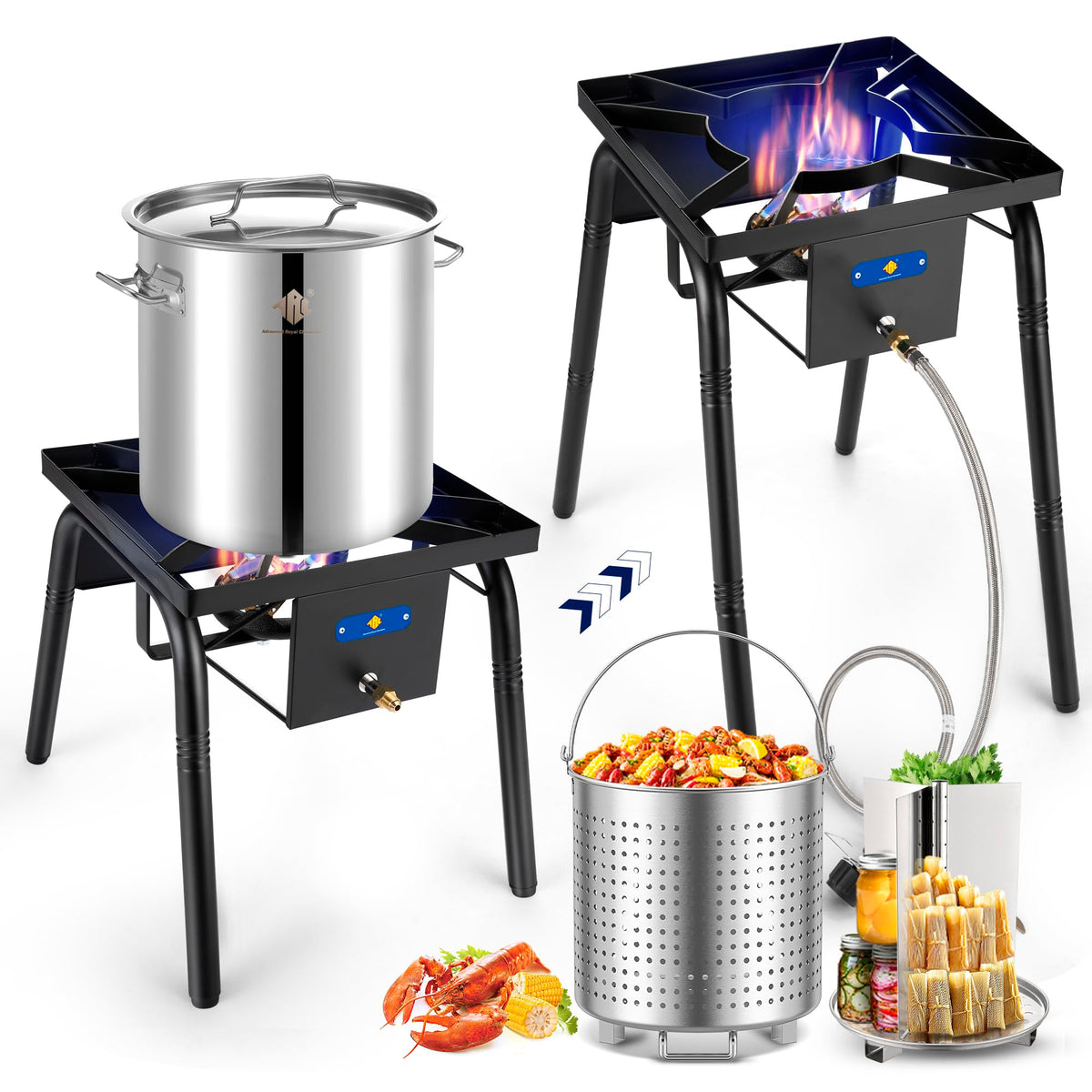Stainless Steel 40QT Seafood Boil Pot with Basket O607