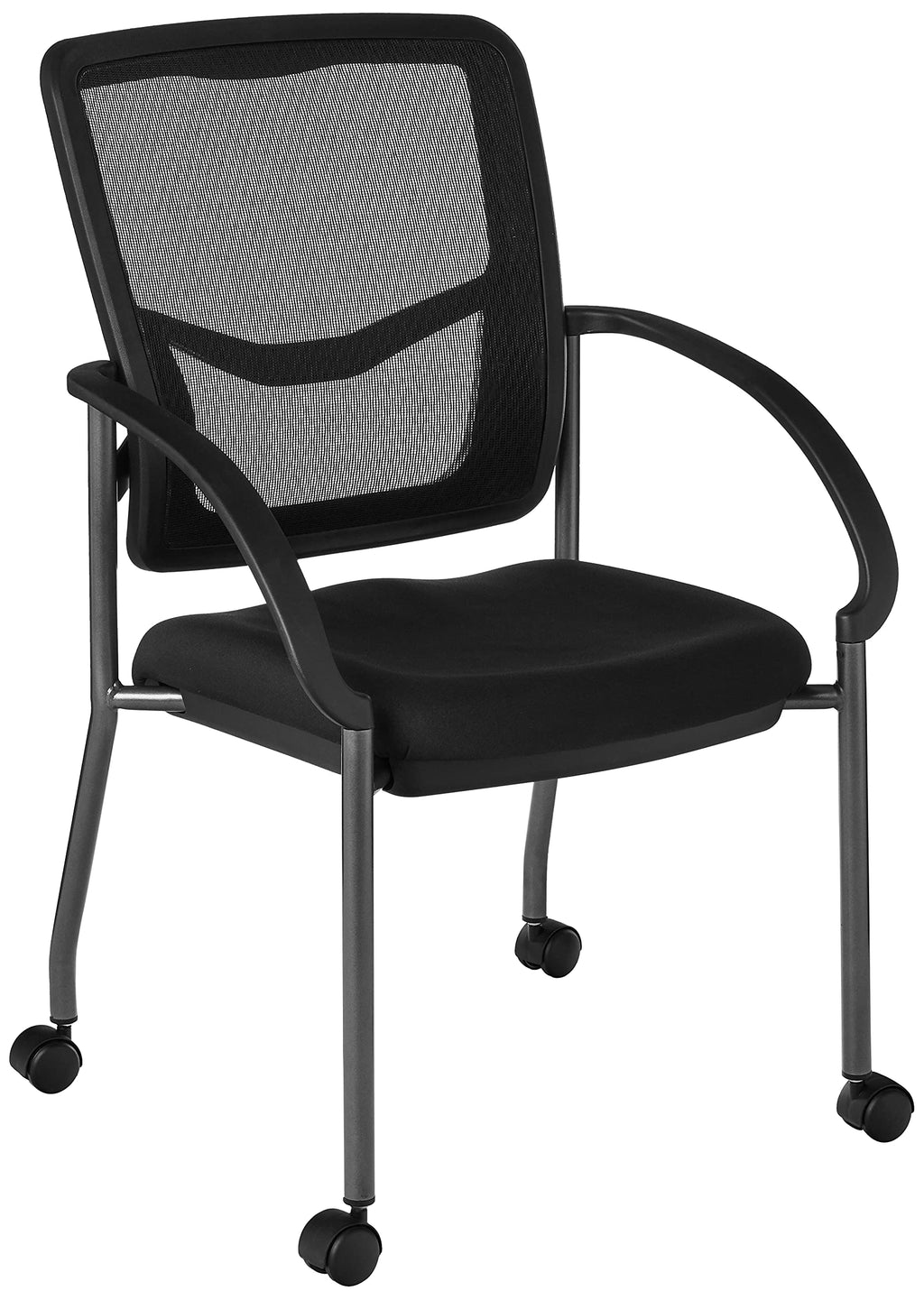 Stackable Visitor's Chair with Breathable Back and Rolling Casters C47209