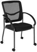 Stackable Visitor's Chair with Breathable Back and Rolling Casters C47209