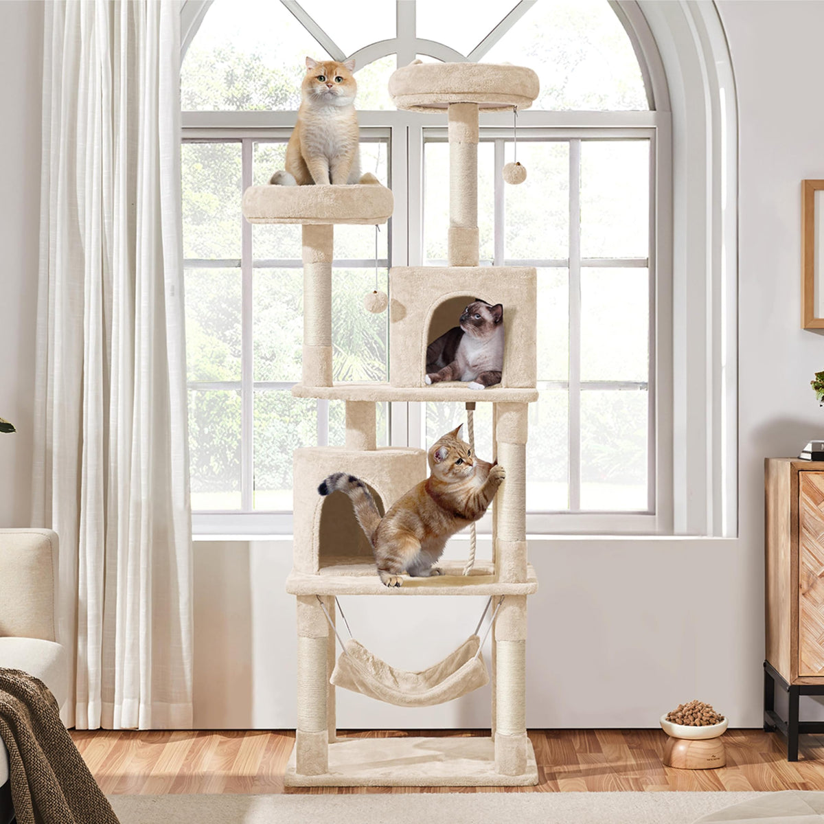 Beige 70.5in Multi-Level Cat Tree L894281