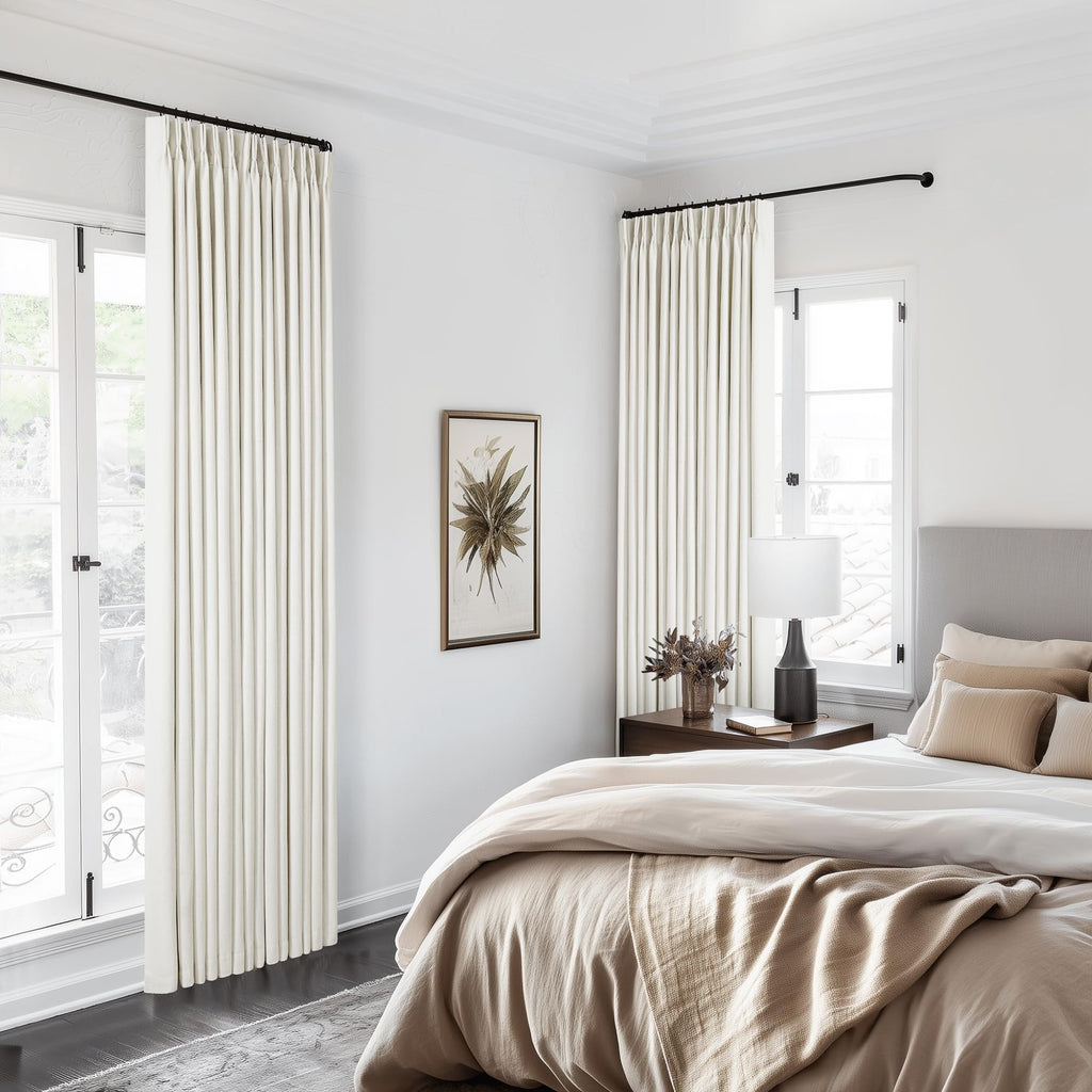 90 Inch Pinch Pleated Linen 100% Blackout Curtains 2 Panels W33928