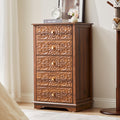 5 Drawer Narrow Wooden Dresser with Gold Handles N395304