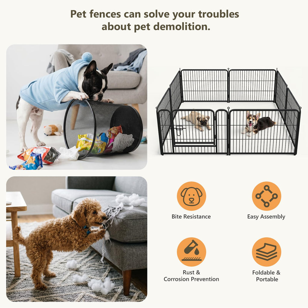 24" Height 16 Panels Foldable Metal Dog Playpen with Door E3285