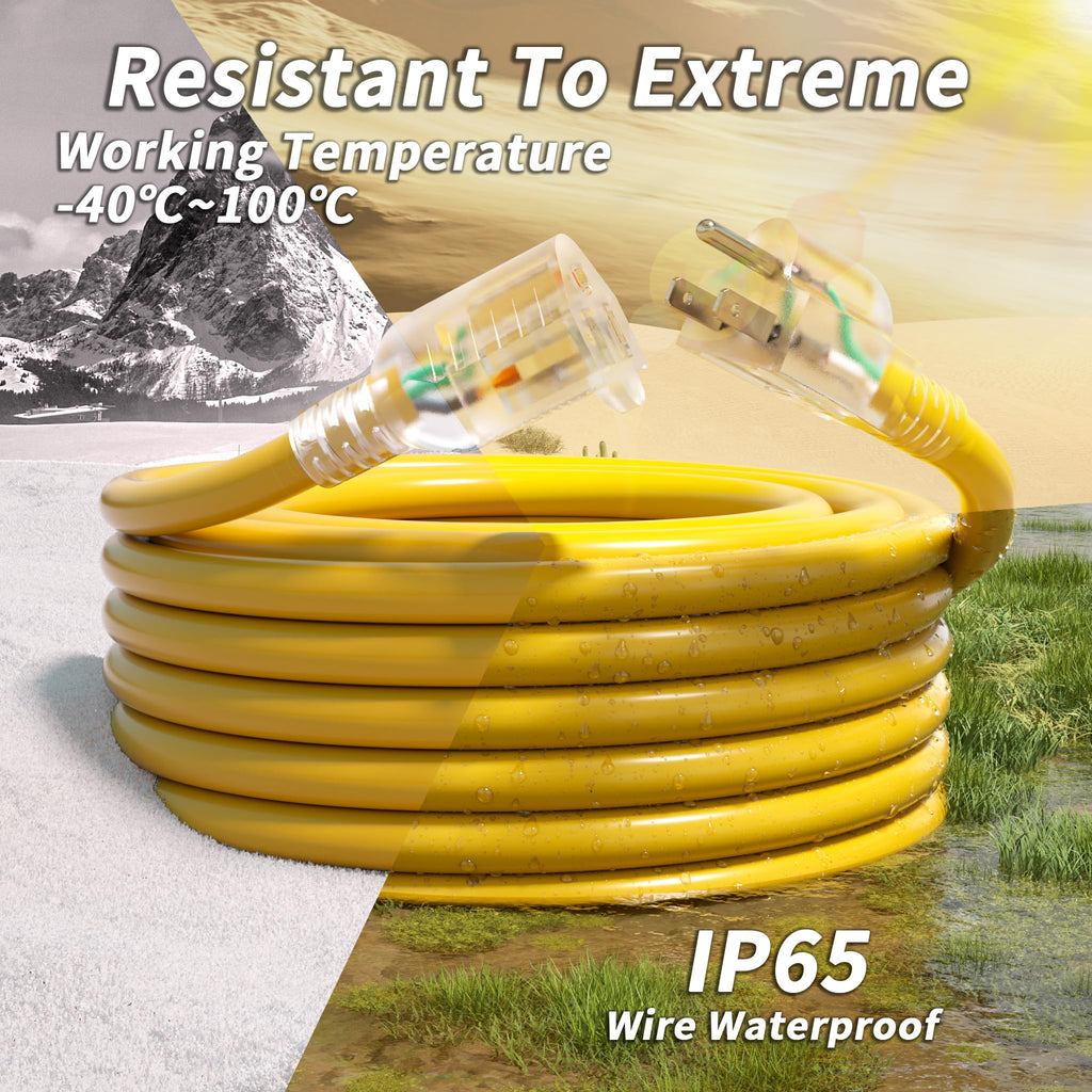 100ft 10 Gauge Waterproof Outdoor Extension Cord Yellow W773652