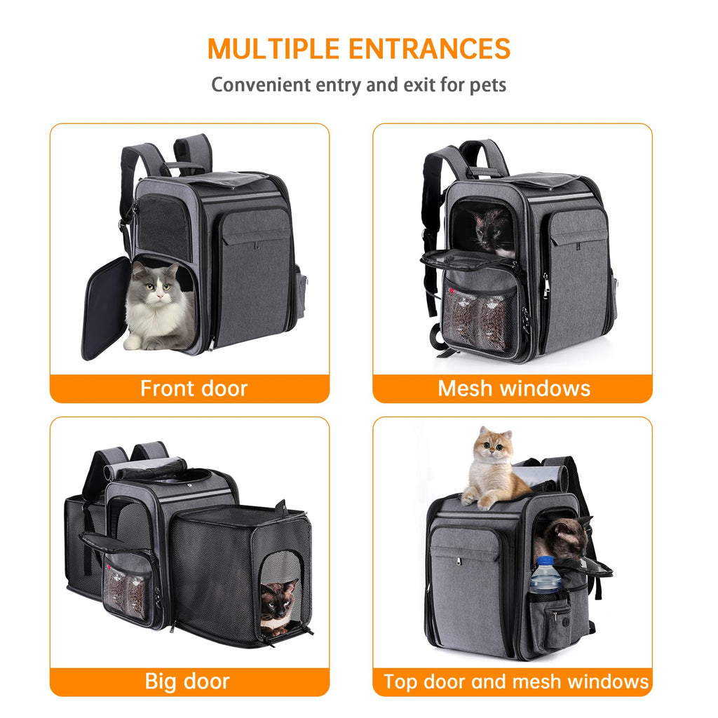 Double Side Expandable Cat Backpack Carrier with Breathable Mesh L68233