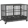 48" Heavy Duty Metal Dog Crate with Lockable Wheels H6085