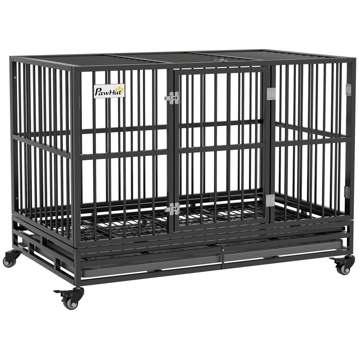 48" Heavy Duty Metal Dog Crate with Lockable Wheels H6085