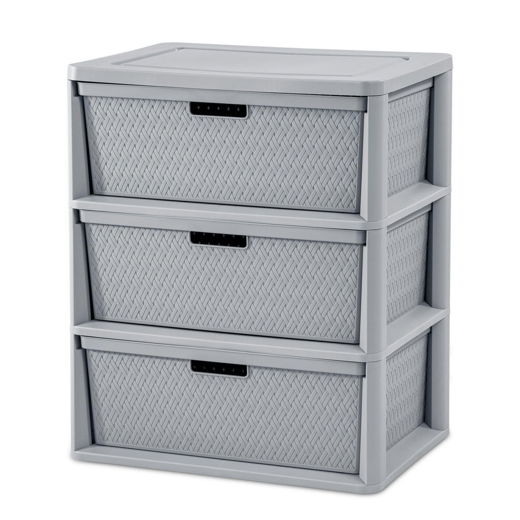 3 Drawer Plastic Storage Tower with Removable Bins, Gray, 2 Pack V82970