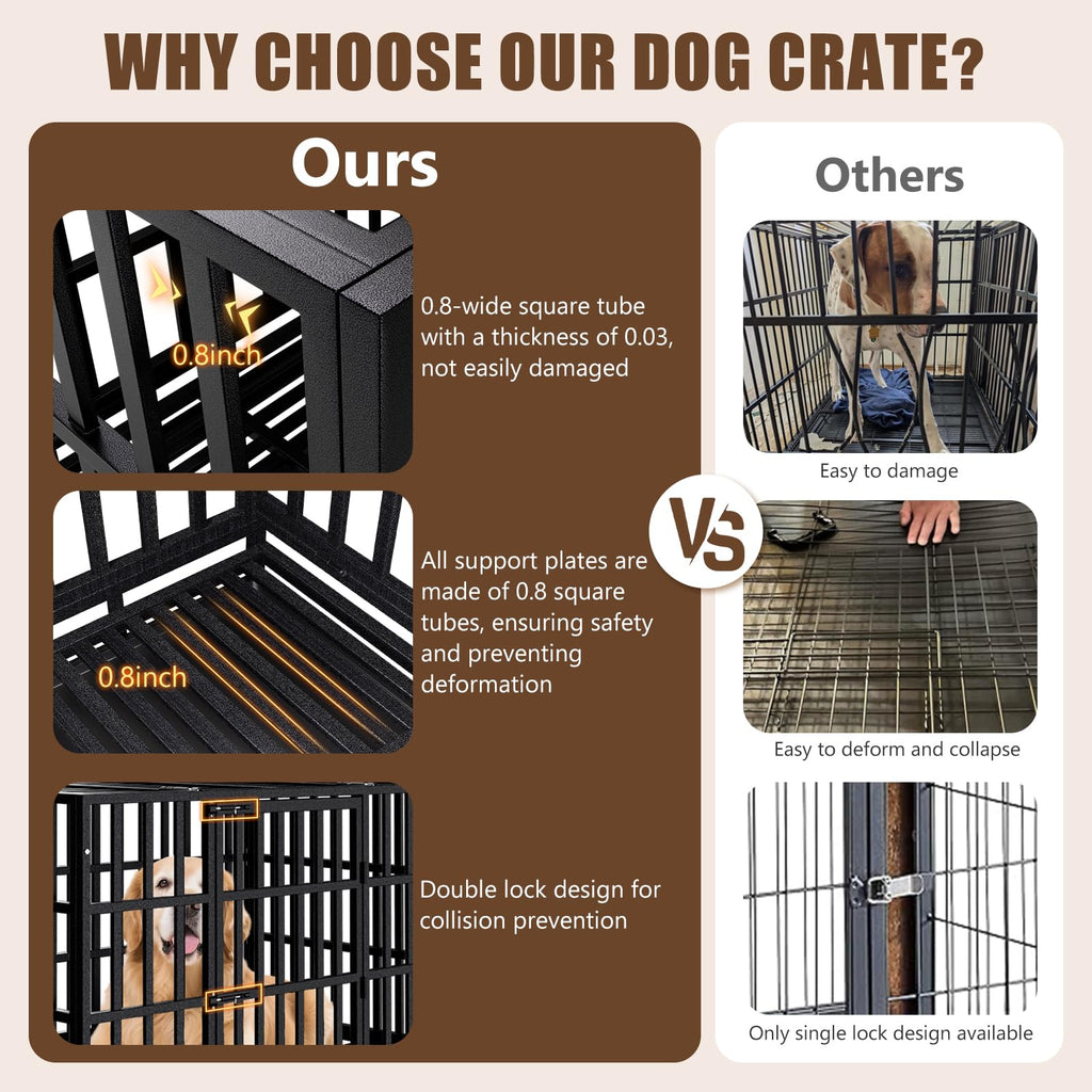 48 Inch Heavy Duty Dog Crate Kennel with Wheels C272