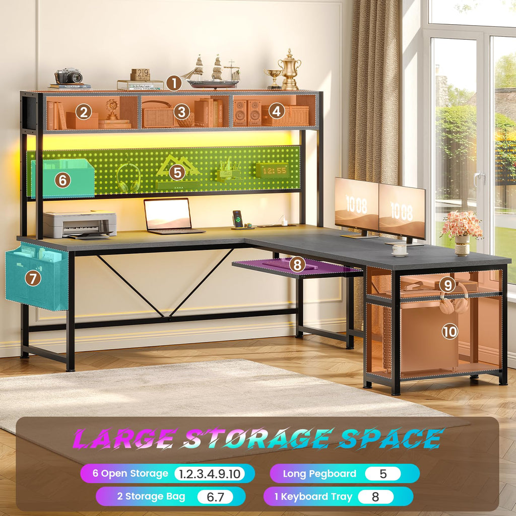 L Shaped Office Desk with Hutch T815076
