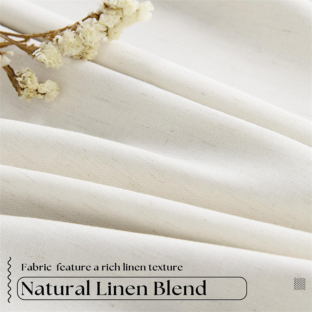 90 Inch Pinch Pleated Linen 100% Blackout Curtains 2 Panels W33928