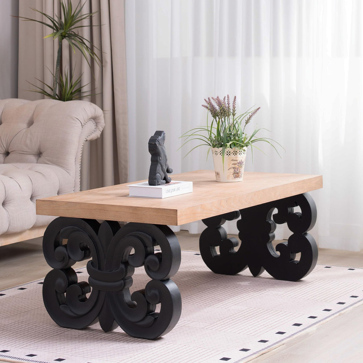 Rectangle Coffee Table with Wood Top Q976997