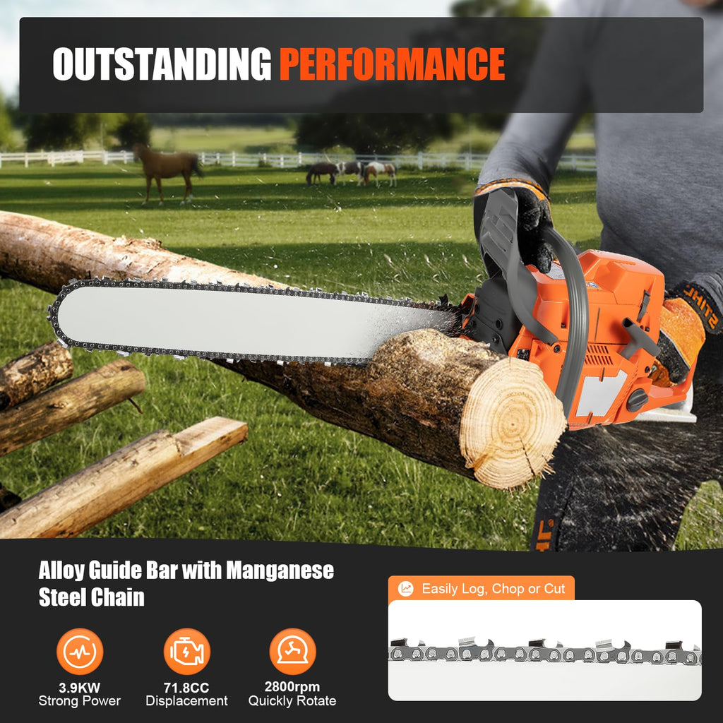 24 Inch 72CC Gas Chainsaw O5546
