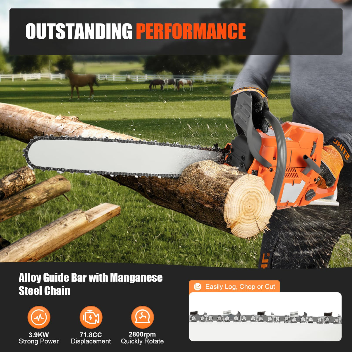 24 Inch 72CC Gas Chainsaw O5546