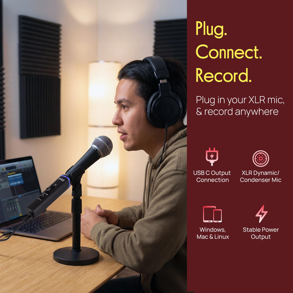XLR-to-USB Microphone Signal Adapter with Phantom Power L13384