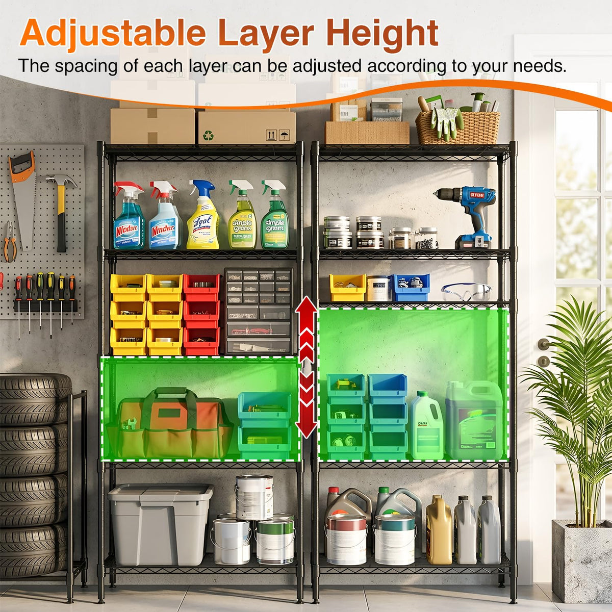 5-Tier Wire Shelf with Wheels D560646