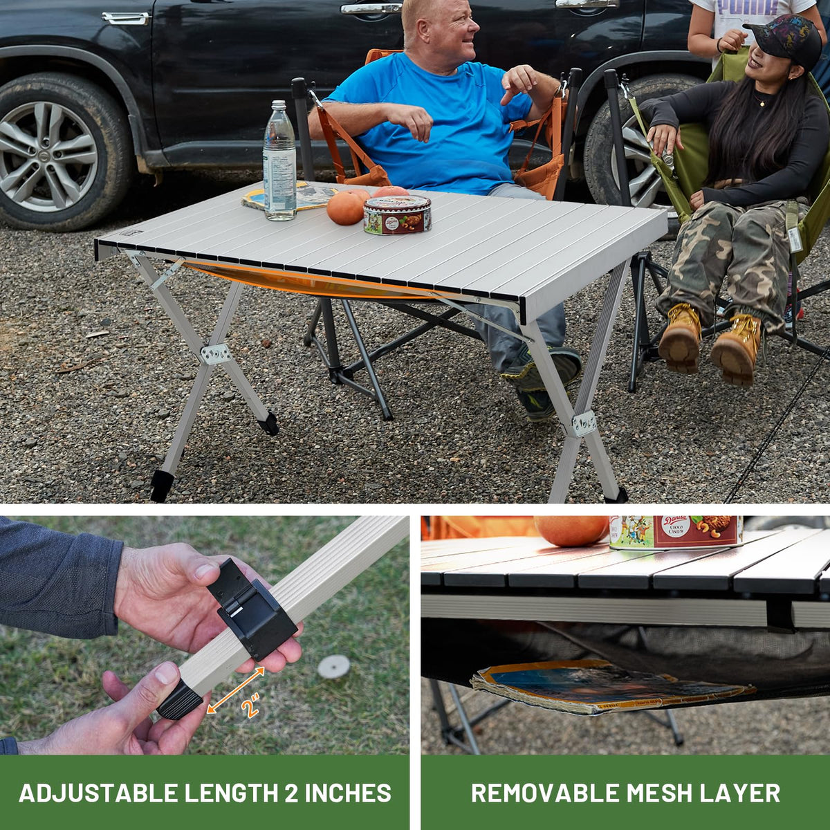 Folding Camping Table Adjustable Height Lightweight Aluminum G967742