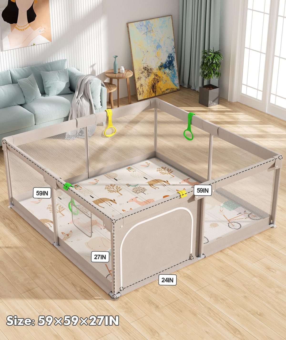 Grey Baby Playpen with Mat P27836