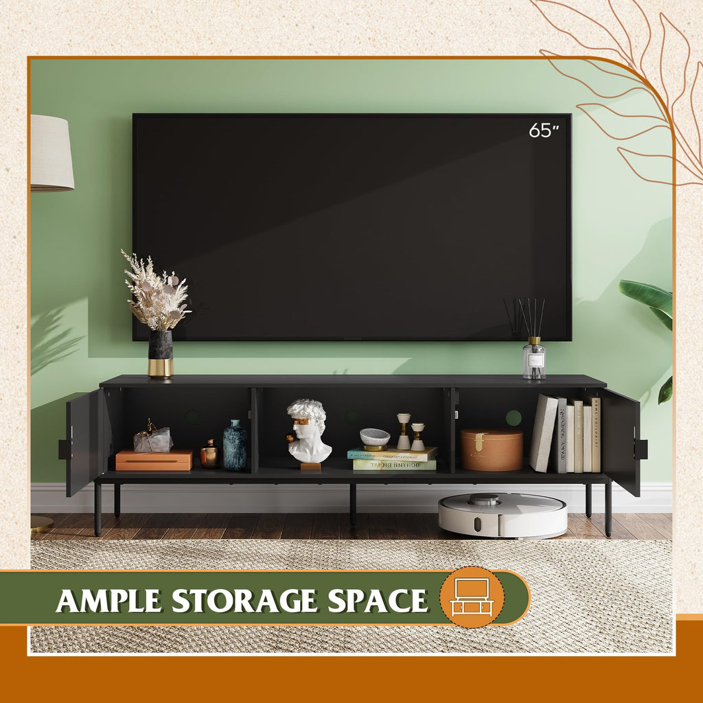Black TV Stand with Metal Legs J942