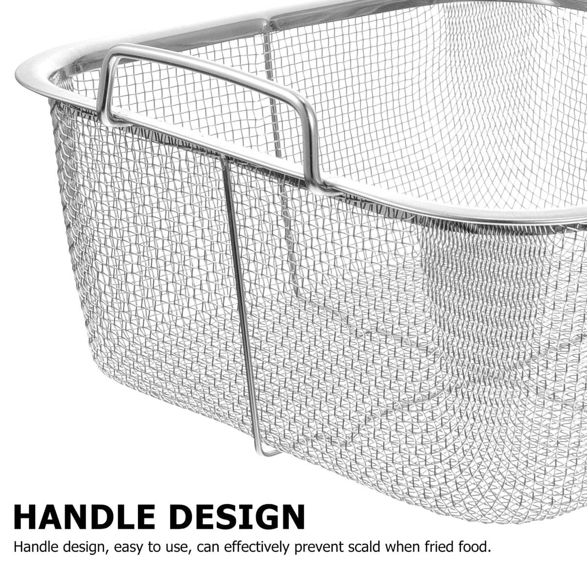 8 Inch Square Stainless Steel Wire Fry Basket with Folding Handle O374