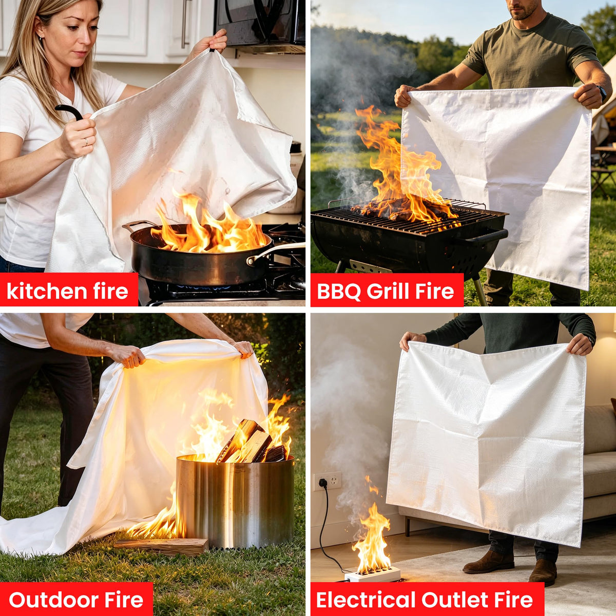 40" x 40" 4 Pack Fire Blanket K408525