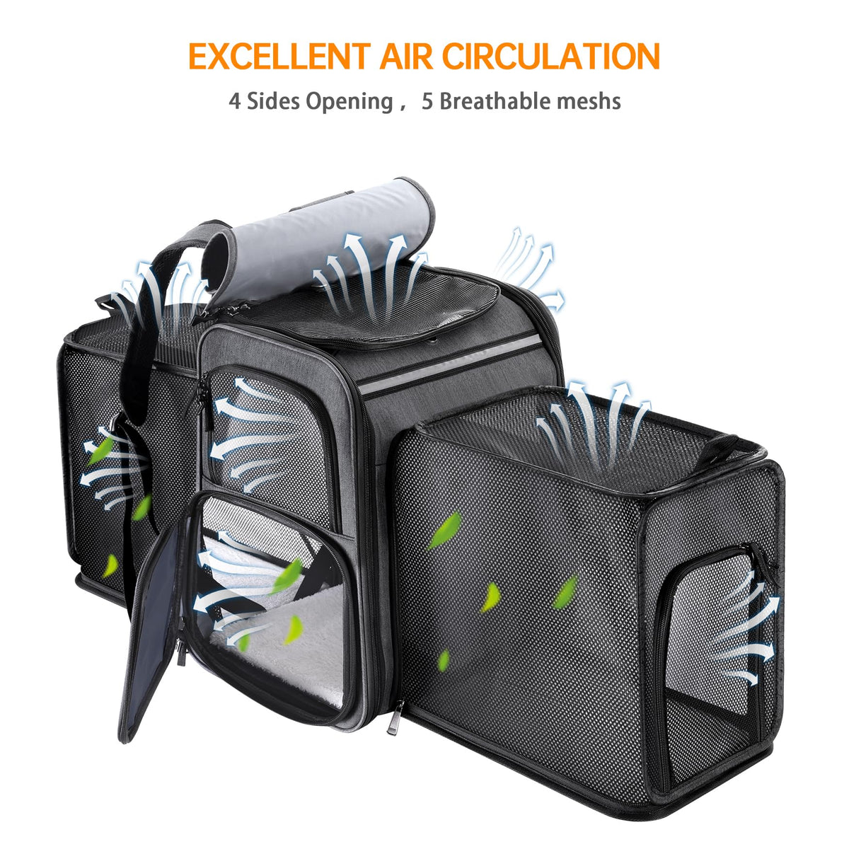 Double Side Expandable Cat Backpack Carrier with Breathable Mesh L68233