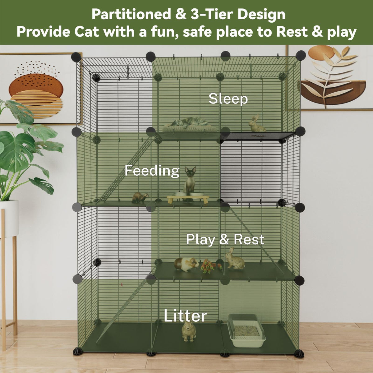 4-Tier Cat Cage Indoor with Anti-Tip Kit X218897
