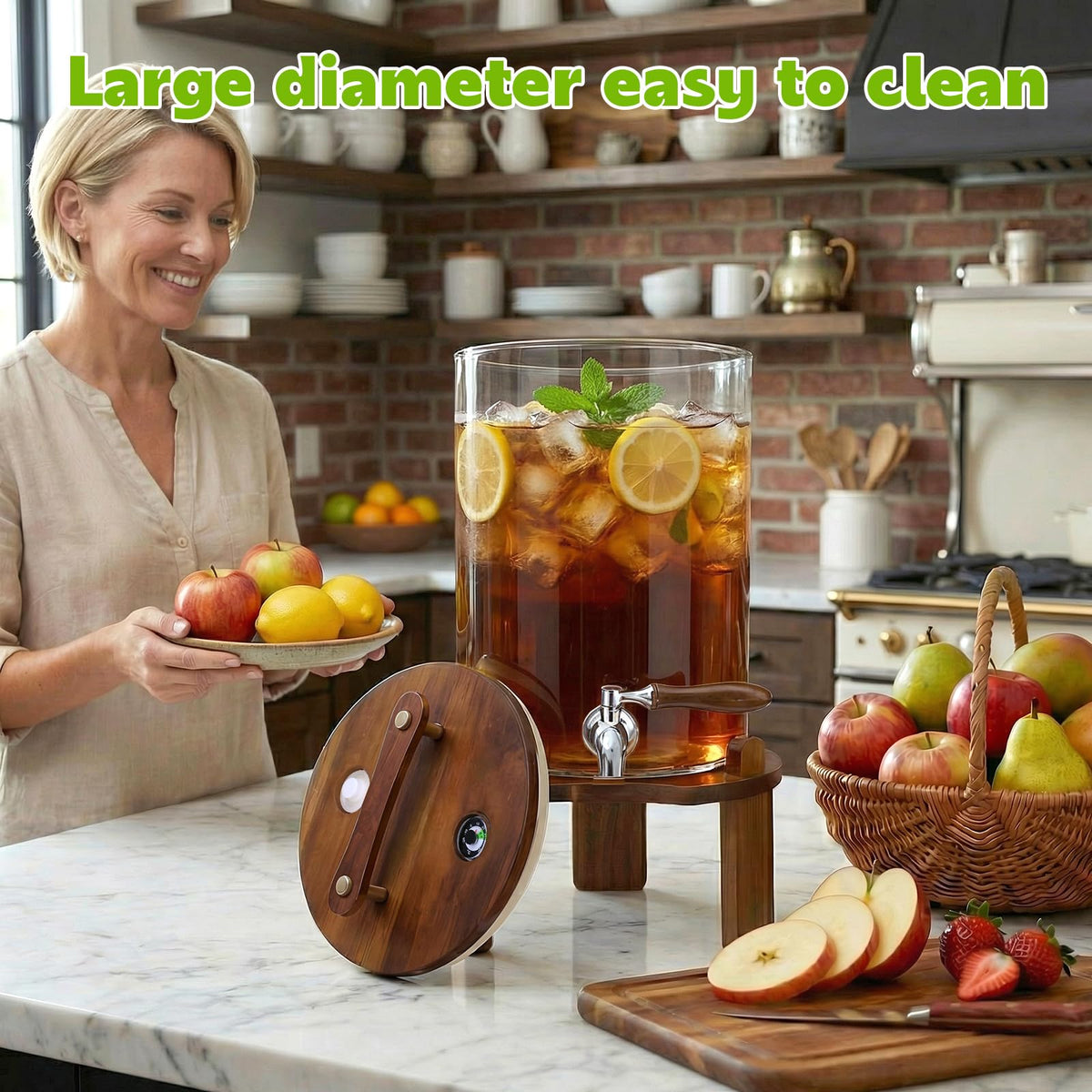 2.1 Gallon Glass Beverage Dispenser with Stand and Stainless Steel Spigot A584432