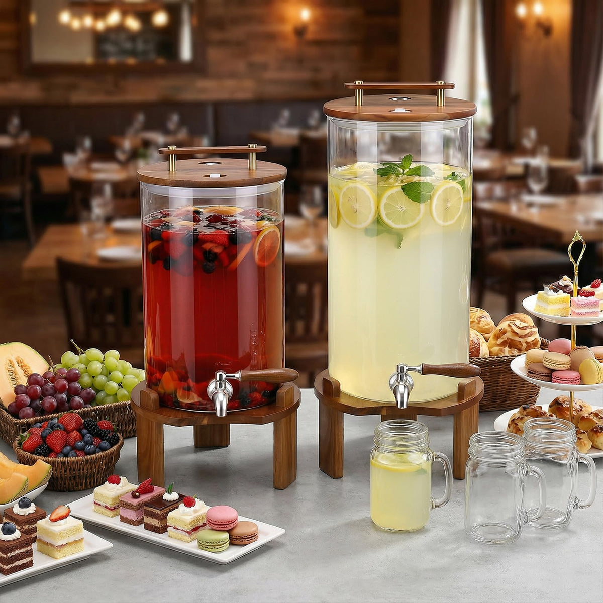2.1 Gallon Glass Beverage Dispenser with Stand and Stainless Steel Spigot A584432