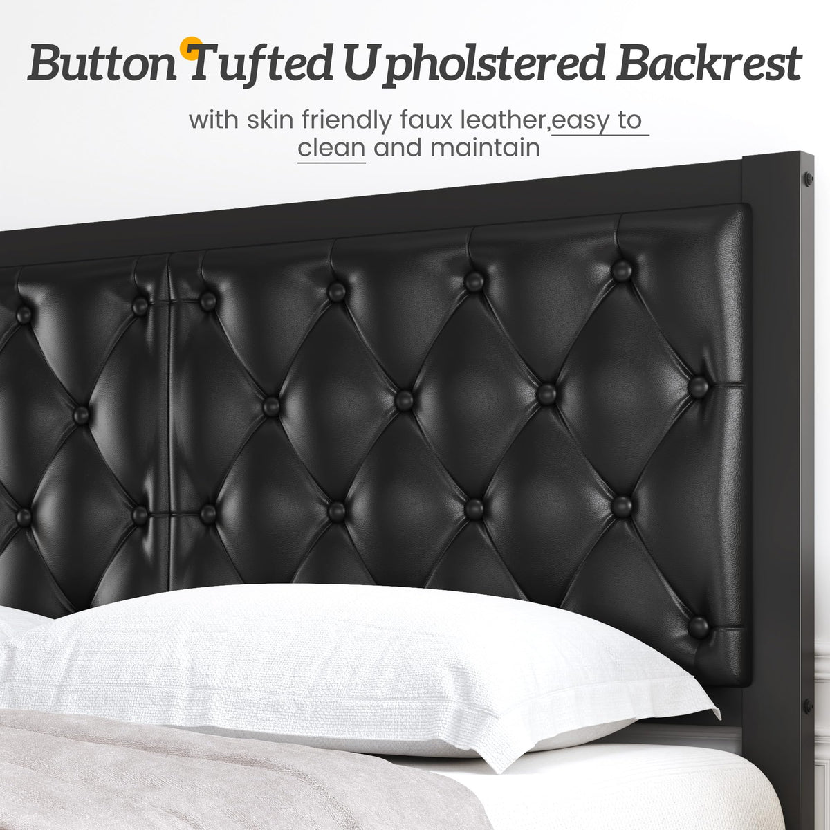 Queen Upholstered Button Tufted Bed Frame with Storage B260