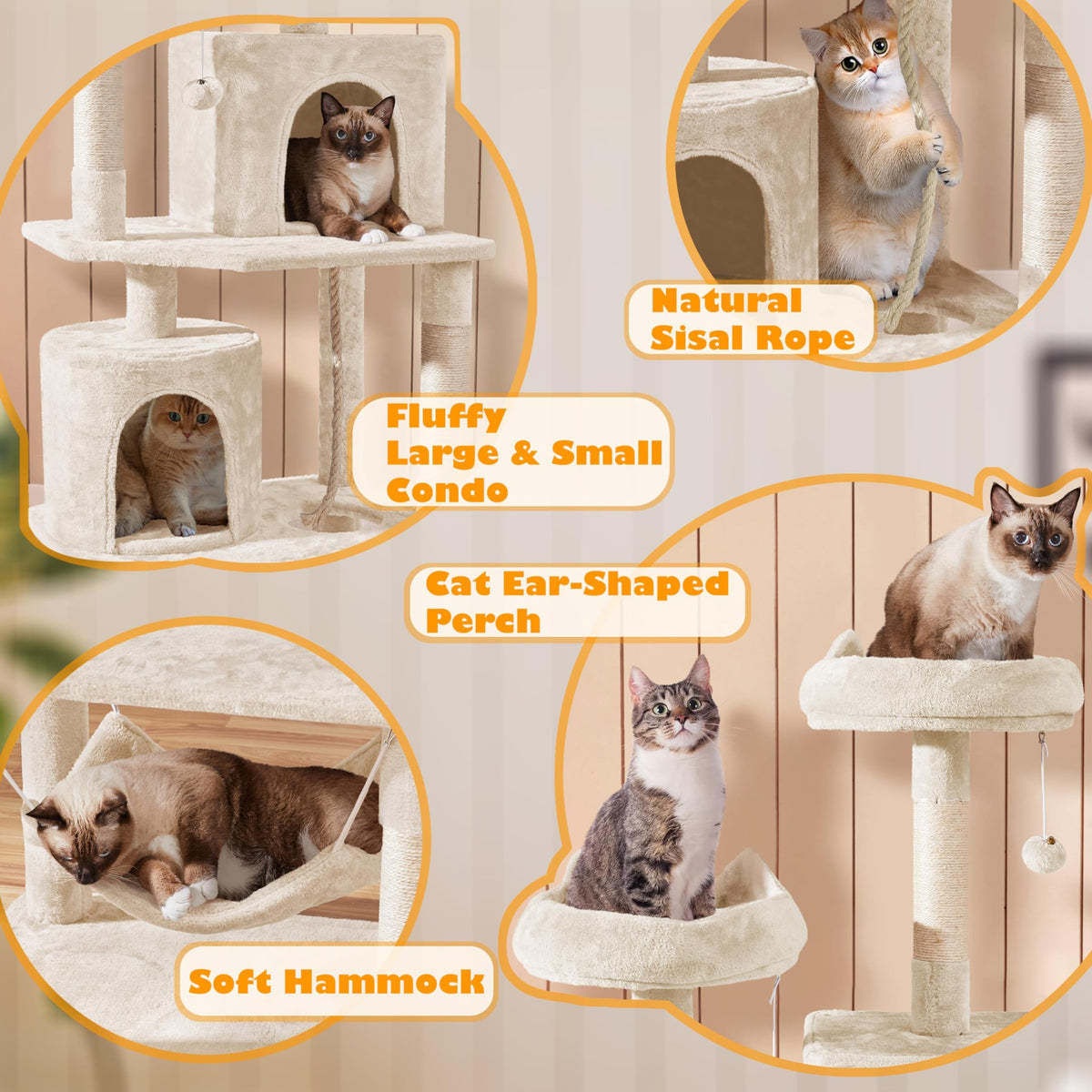 Beige 70.5in Multi-Level Cat Tree L894281