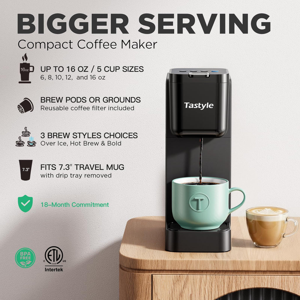 Single Serve Coffee Maker Hot and Iced Black V433