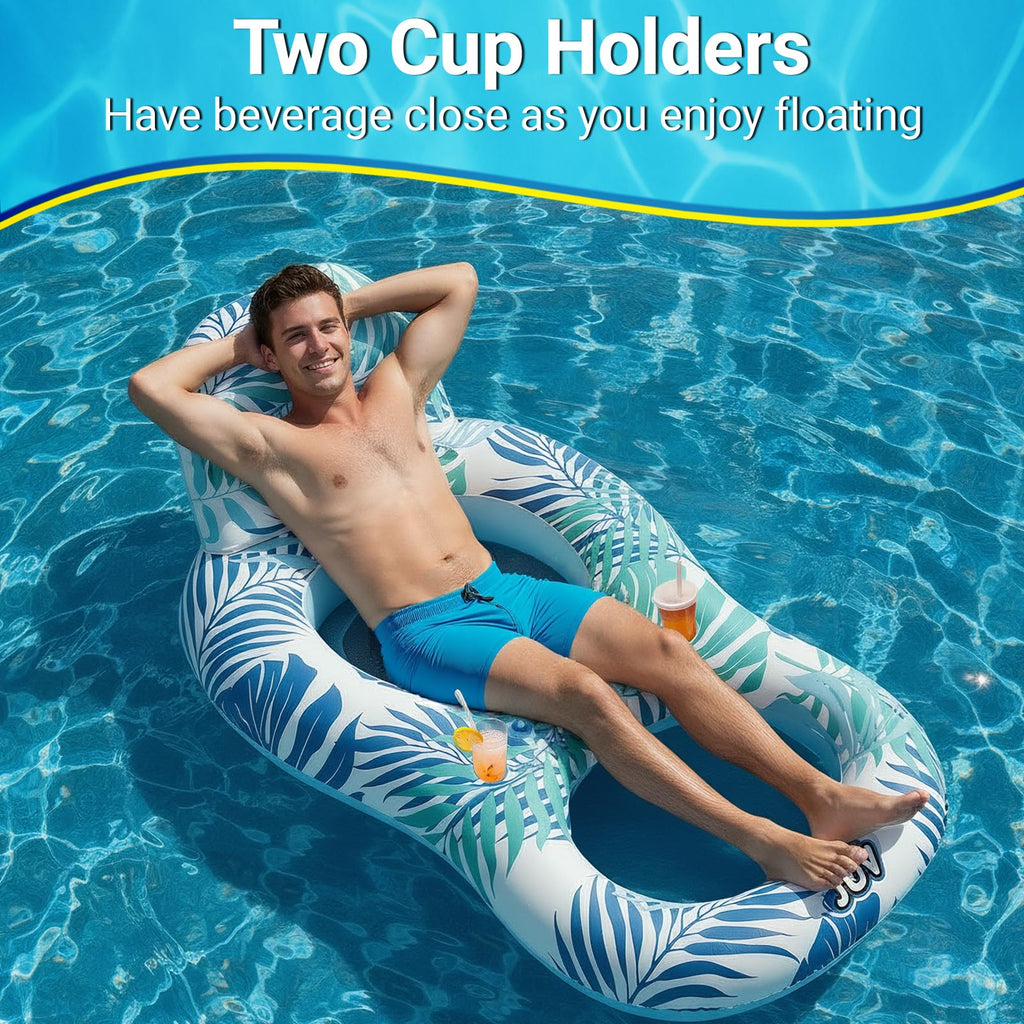 Inflatable Pool Float Chair with Drink Holder J86785