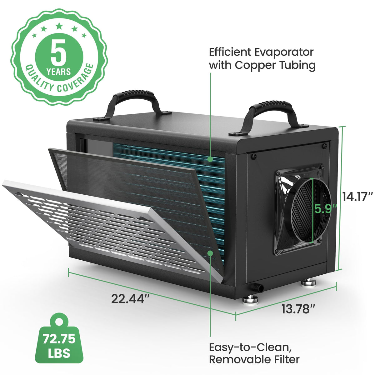 130 Pints Commercial Dehumidifier with Pump & Drain Hose R70312