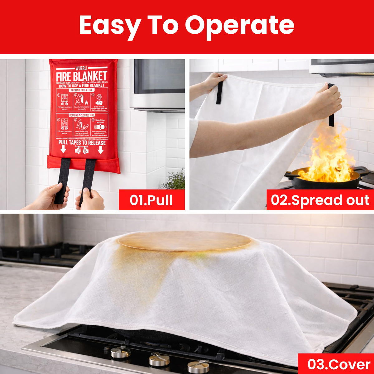 40" x 40" 4 Pack Fire Blanket K408525