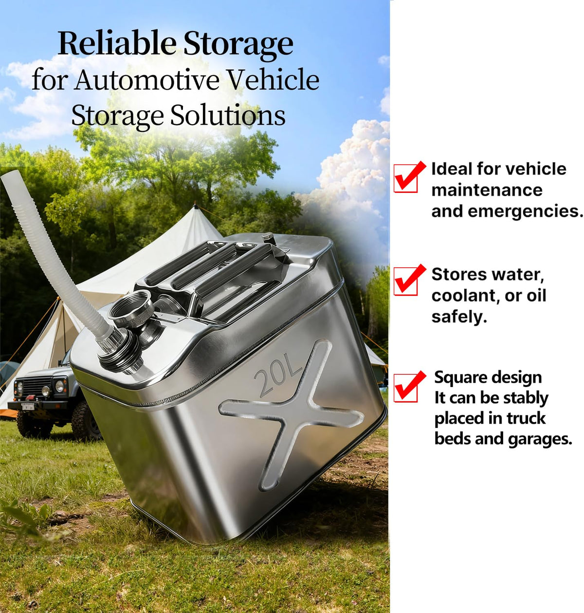 5 Gallon 304 Stainless Steel Oil Storage Can with Spout K48625