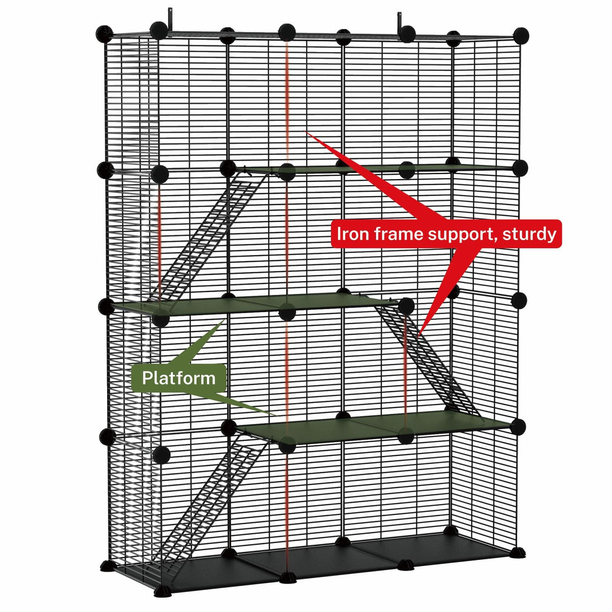 4-Tier Cat Cage Indoor with Anti-Tip Kit X218897