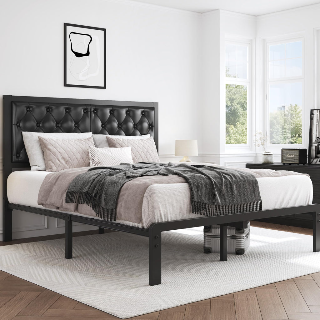 Queen Upholstered Button Tufted Bed Frame with Storage B260