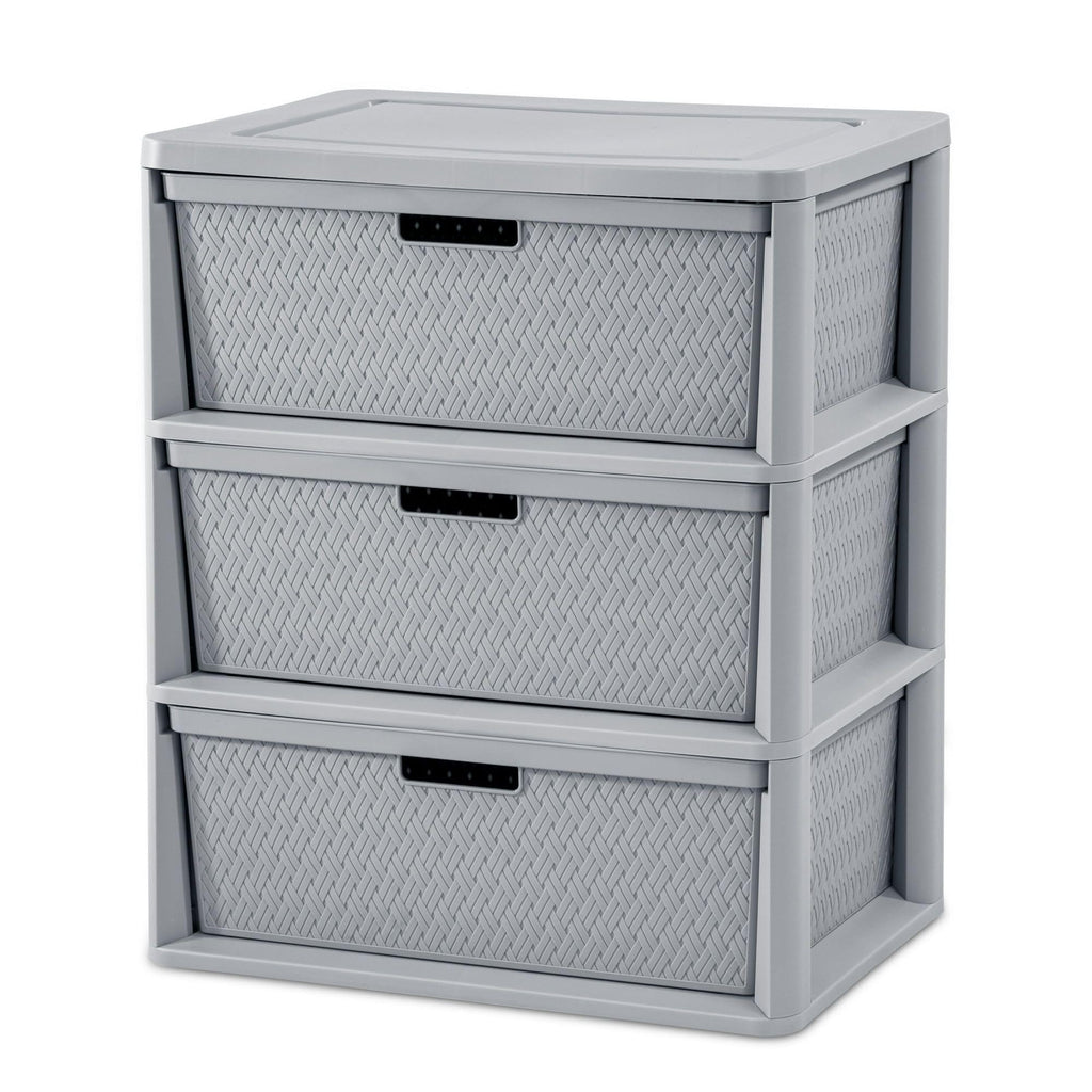 3 Drawer Plastic Storage Tower with Removable Bins, Gray, 2 Pack V82970