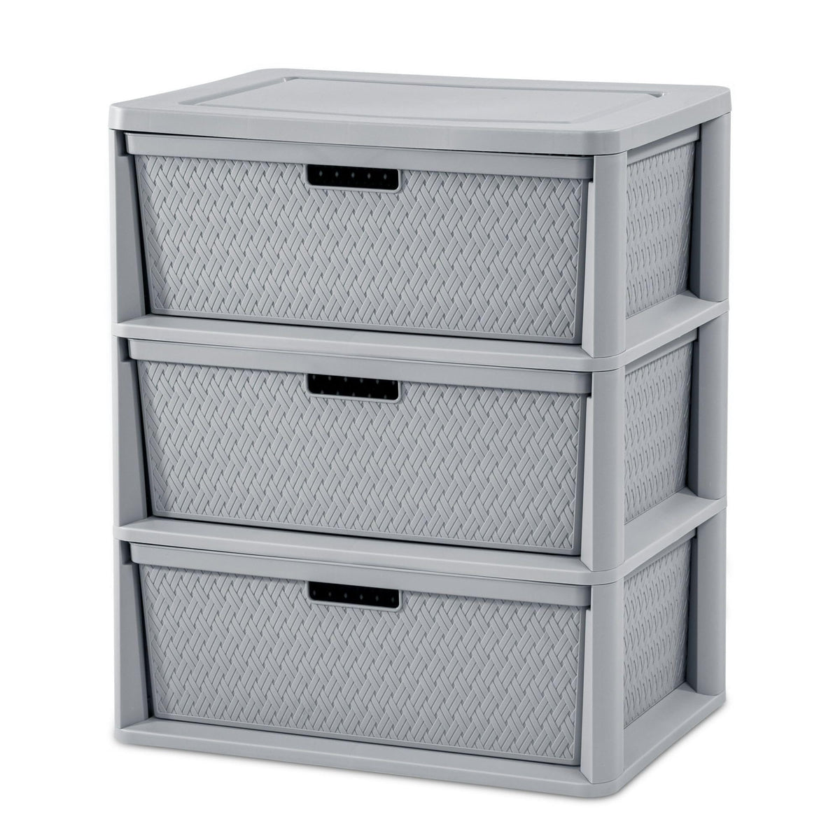3 Drawer Plastic Storage Tower with Removable Bins, Gray, 2 Pack V82970
