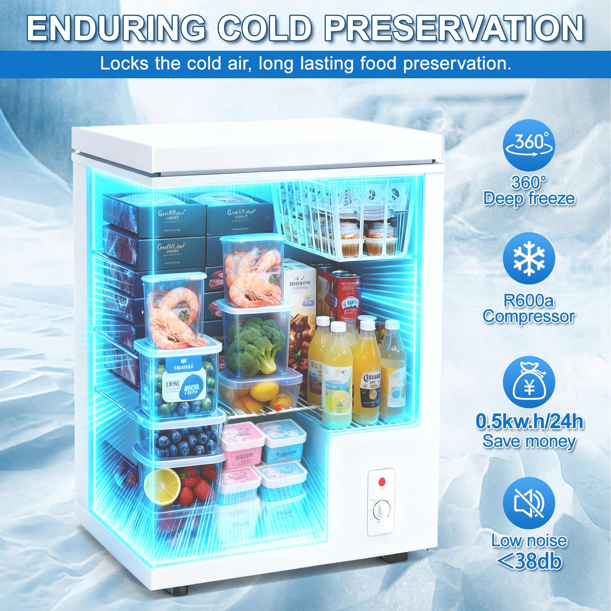 3.5 Cu.Ft White Chest Freezer with Basket P857620