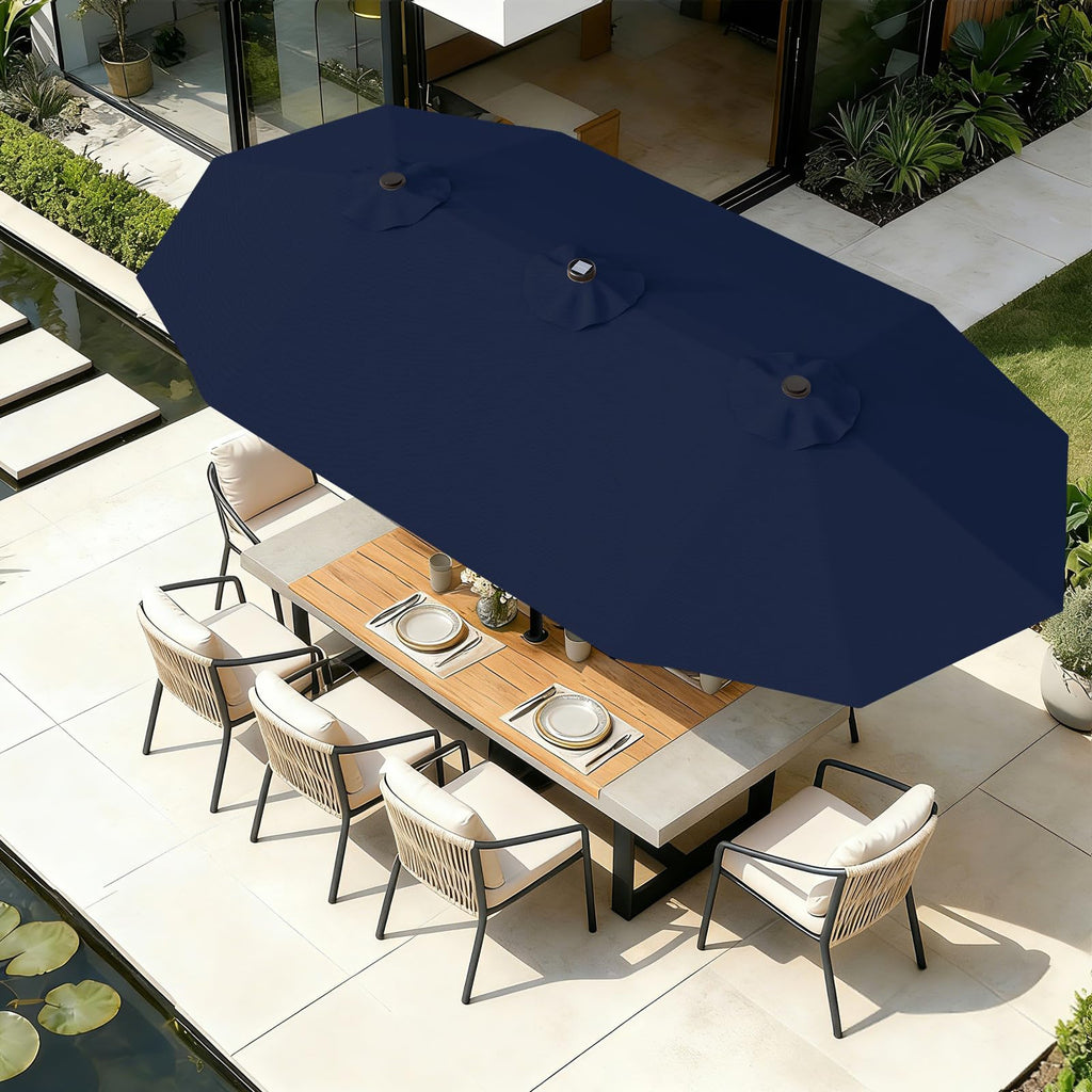 15FT Double Sided Solar Lights Patio Umbrella O301